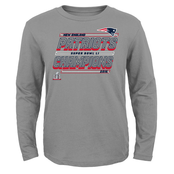 New England Patriots Youth Super Bowl LI Champions Triumphant Long Sleeve T-Shirt - Heathered Gray